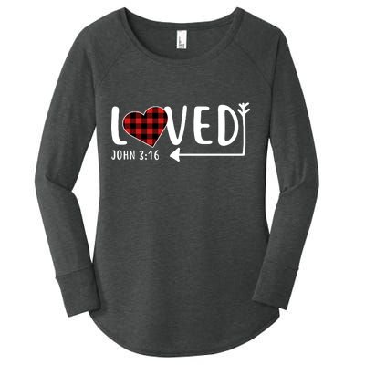 Loved Arrow Heart John 3:16 Women's Perfect Tri Tunic Long Sleeve Shirt