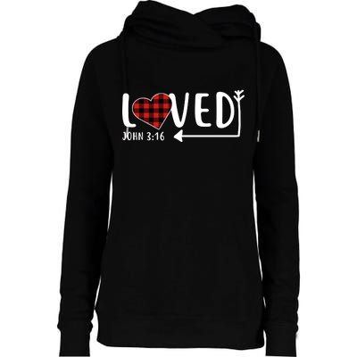 Loved Arrow Heart John 3:16 Womens Funnel Neck Pullover Hood