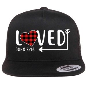 Loved Arrow Heart John 3:16 Flat Bill Trucker Hat