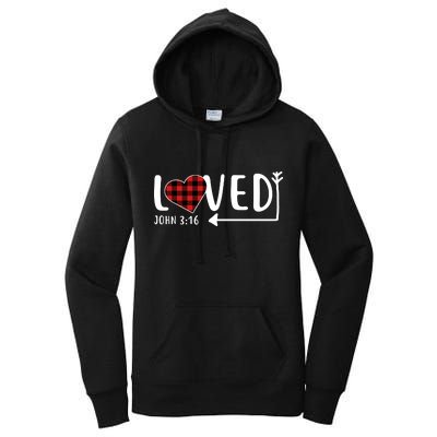 Loved Arrow Heart John 3:16 Women's Pullover Hoodie