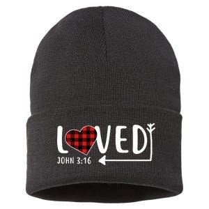 Loved Arrow Heart John 3:16 Sustainable Knit Beanie