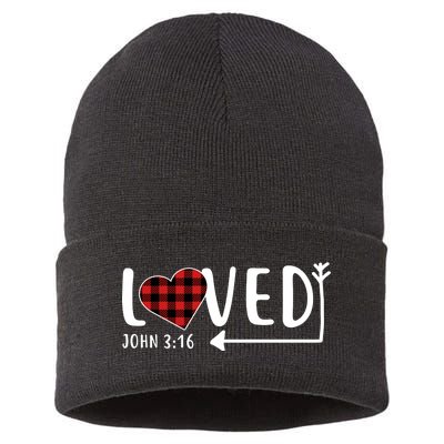 Loved Arrow Heart John 3:16 Sustainable Knit Beanie