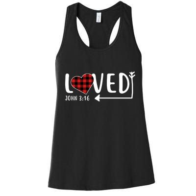 Loved Arrow Heart John 3:16 Women's Racerback Tank