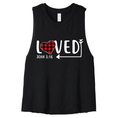 Loved Arrow Heart John 3:16 Women's Racerback Cropped Tank