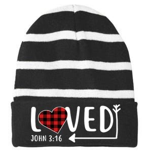 Loved Arrow Heart John 3:16 Striped Beanie with Solid Band