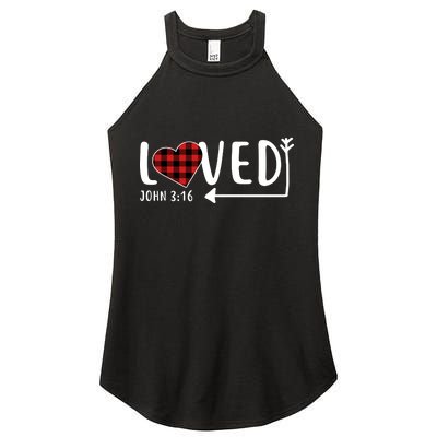 Loved Arrow Heart John 3:16 Women's Perfect Tri Rocker Tank