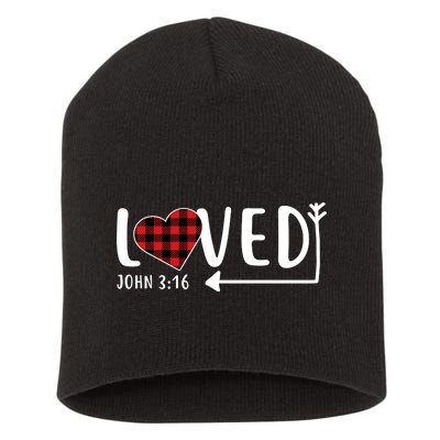 Loved Arrow Heart John 3:16 Short Acrylic Beanie