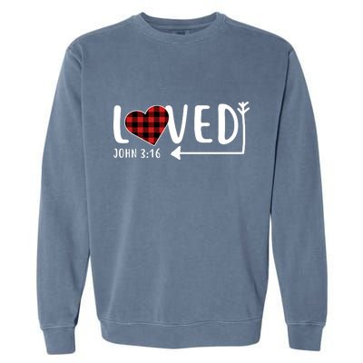 Loved Arrow Heart John 3:16 Garment-Dyed Sweatshirt