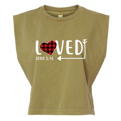 Loved Arrow Heart John 3:16 Garment-Dyed Women's Muscle Tee