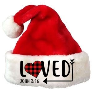 Loved Arrow Heart John 3:16 Premium Christmas Santa Hat