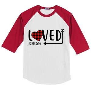 Loved Arrow Heart John 3:16 Kids Colorblock Raglan Jersey