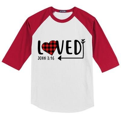 Loved Arrow Heart John 3:16 Kids Colorblock Raglan Jersey