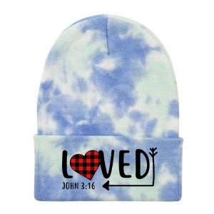 Loved Arrow Heart John 3:16 Tie Dye 12in Knit Beanie