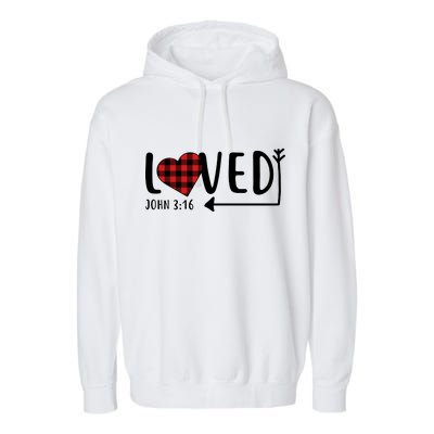 Loved Arrow Heart John 3:16 Garment-Dyed Fleece Hoodie