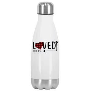 Loved Arrow Heart John 3:16 Stainless Steel Insulated Water Bottle