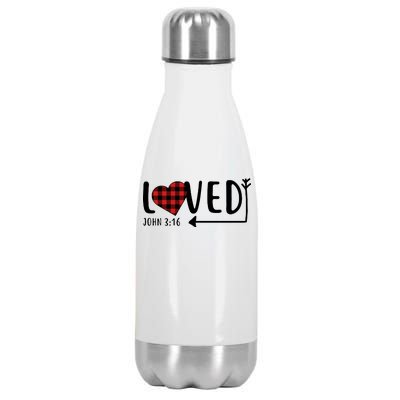 Loved Arrow Heart John 3:16 Stainless Steel Insulated Water Bottle