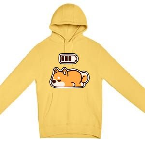 Low Battery Corgi Dog Premium Pullover Hoodie