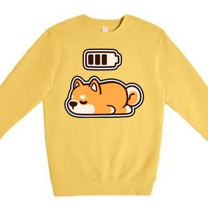 Low Battery Corgi Dog Premium Crewneck Sweatshirt