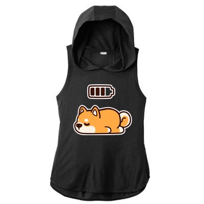 Low Battery Corgi Dog Ladies PosiCharge Tri-Blend Wicking Draft Hoodie Tank