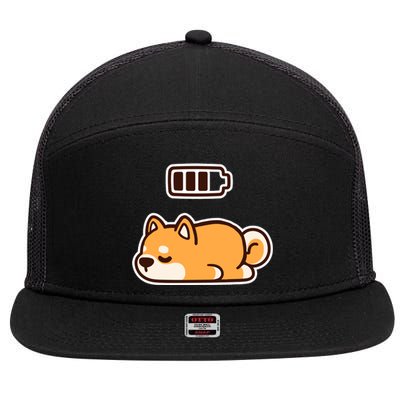 Low Battery Corgi Dog 7 Panel Mesh Trucker Snapback Hat