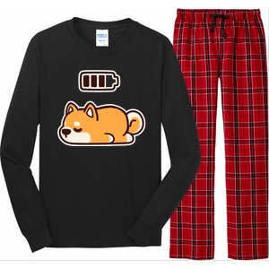 Low Battery Corgi Dog Long Sleeve Pajama Set