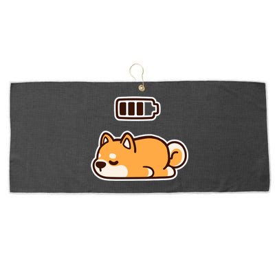 Low Battery Corgi Dog Large Microfiber Waffle Golf Towel