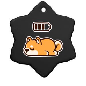 Low Battery Corgi Dog Ceramic Star Ornament