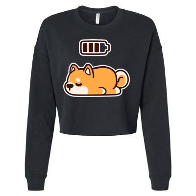 Low Battery Corgi Dog Cropped Pullover Crew