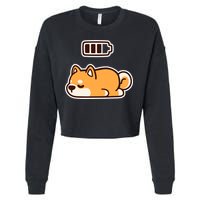 Low Battery Corgi Dog Cropped Pullover Crew