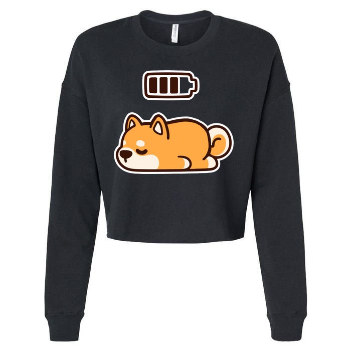 Low Battery Corgi Dog Cropped Pullover Crew