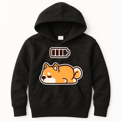 Low Battery Corgi Dog Kids Hoodie