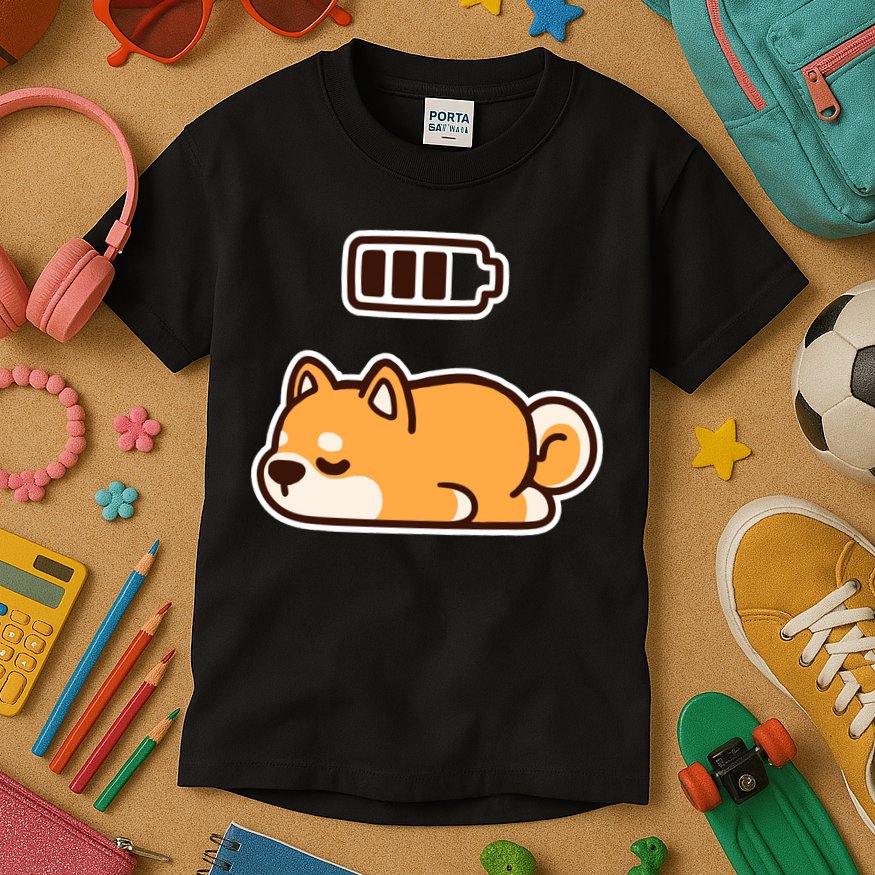 Low Battery Corgi Dog Kids T-Shirt