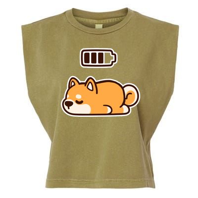 Low Battery Corgi Dog Garment-Dyed Women's Muscle Tee