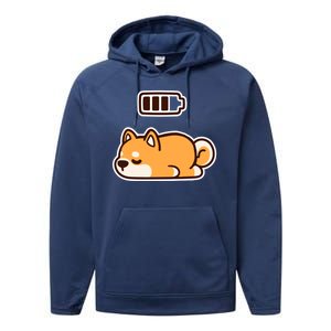 Low Battery Corgi Dog Performance Fleece Hoodie