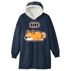 Low Battery Corgi Dog Hooded Wearable Blanket