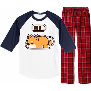 Low Battery Corgi Dog Raglan Sleeve Pajama Set