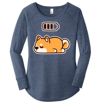 Low Battery Corgi Dog Women's Perfect Tri Tunic Long Sleeve Shirt