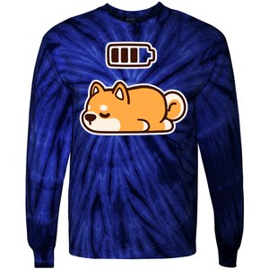 Low Battery Corgi Dog Tie-Dye Long Sleeve Shirt