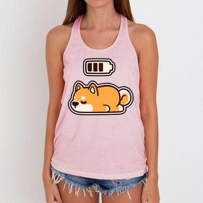 Low Battery Corgi Dog Women's Knotted Racerback Tank