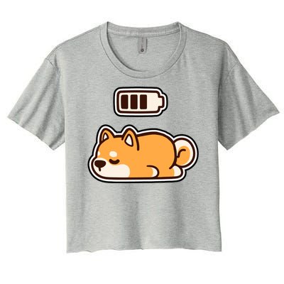 Low Battery Corgi Dog Women's Crop Top Tee