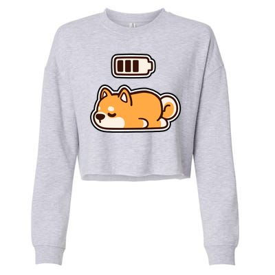 Low Battery Corgi Dog Cropped Pullover Crew