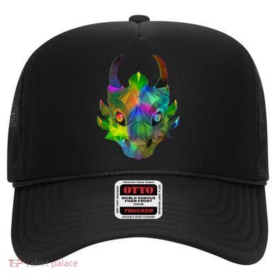 Low Poly Dragon Face High Crown Mesh Back Trucker Hat