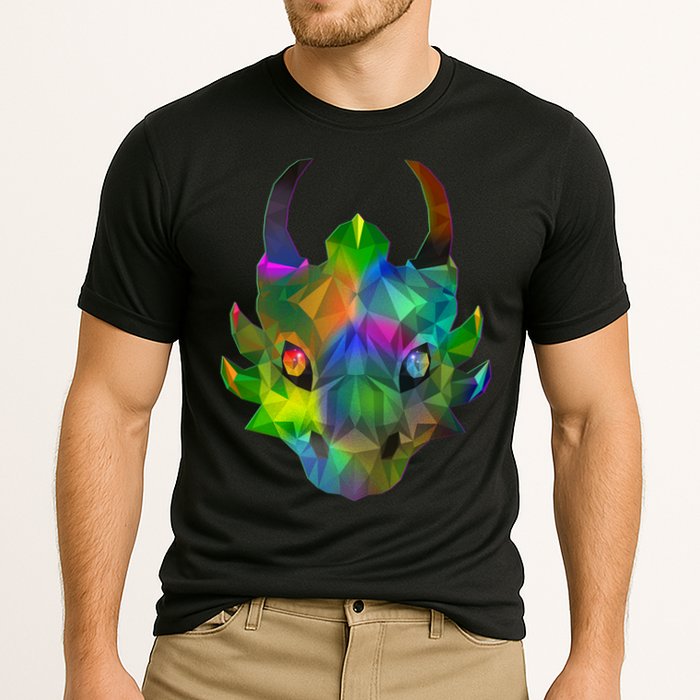 Low Poly Dragon Face Cooling Performance Crew T-Shirt