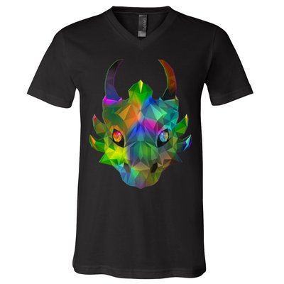 Low Poly Dragon Face V-Neck T-Shirt