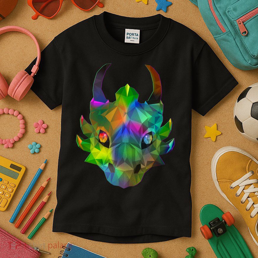 Low Poly Dragon Face Kids T-Shirt