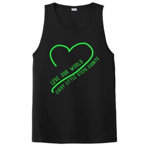 Love Our World Every Steps Counts Heart Love Lucky Gift PosiCharge Competitor Tank