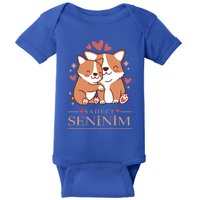 Love Outfit With Cute Corgi Dogsgift Sadece Seninim (Turquoise) Funny Gift Baby Bodysuit