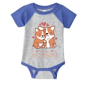 Love Outfit With Cute Corgi Dogsgift Sadece Seninim (Turquoise) Funny Gift Infant Baby Jersey Bodysuit