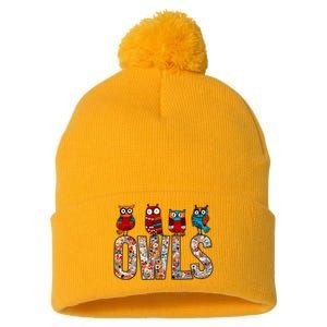 Love Owls Wo Owl Lovers Pom Pom 12in Knit Beanie