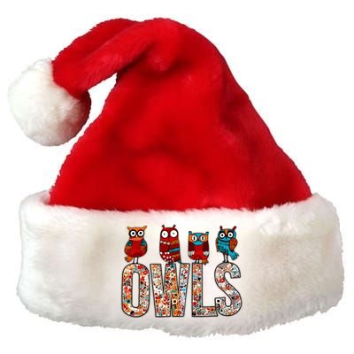 Love Owls Wo Owl Lovers Premium Christmas Santa Hat